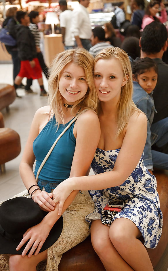 Two SEXY blondes tease in public 6